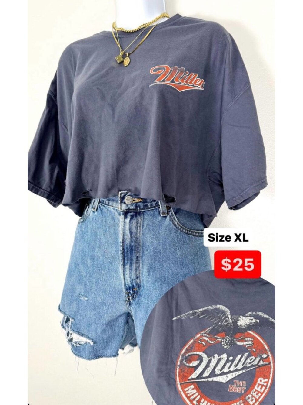 Miller Cropped Graphic T Shirt XL